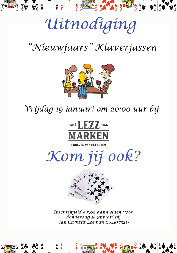 Nieuwsjaar klaverjassen bij LZZ